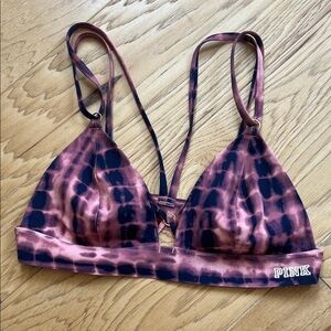 PINK Victoria's Secret Rust & Black Tie-Dye Bralette with Double Straps